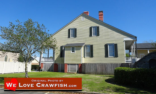 Typical South Louisiana architecture seen at the rectory of St. Philomena Catholic Church in Labadieville
