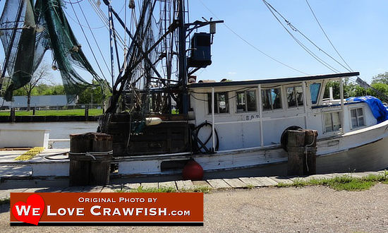 Shrimp boat at the dock in Delcambre, Louisiana near the Gulf of Mexico