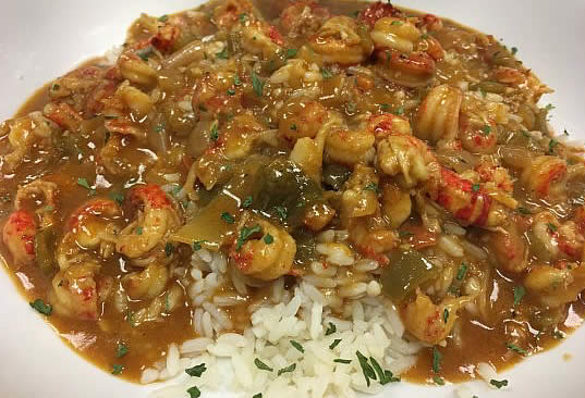 Crawfish etouffee over white rice